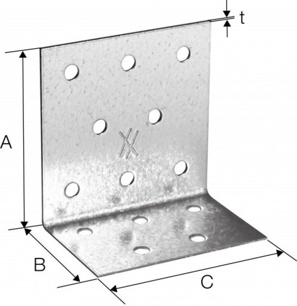 Angle bracket  80 x 80 x 2,5 x100 perforated plate